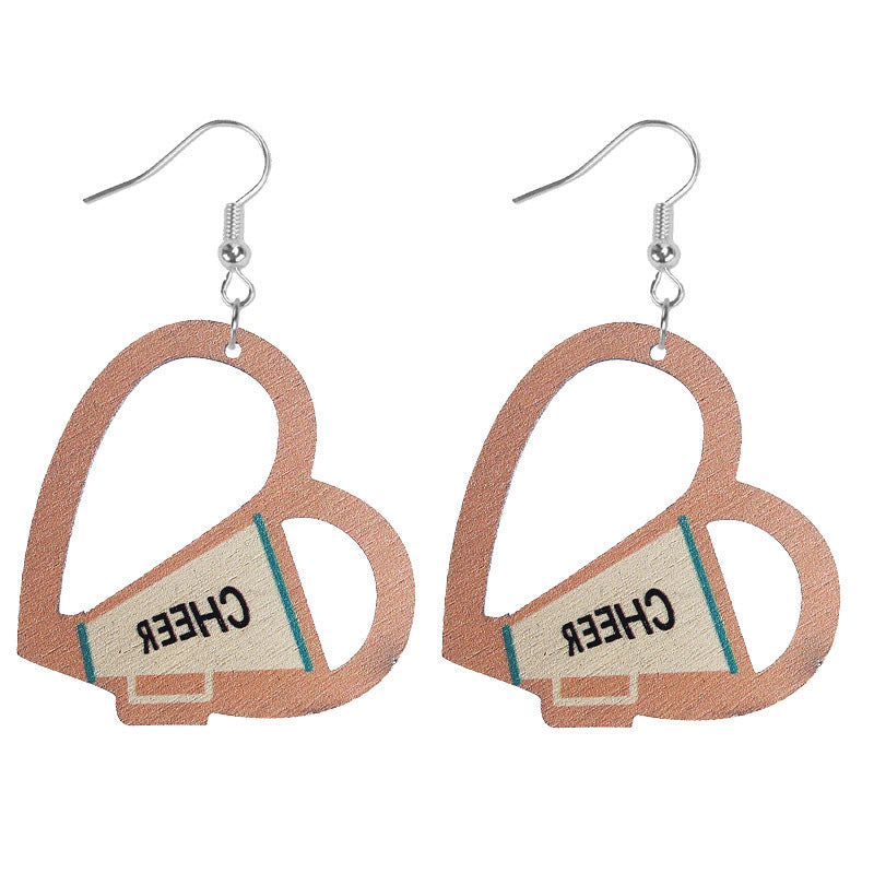 Wholesale Mother's Day love horn wooden earrings