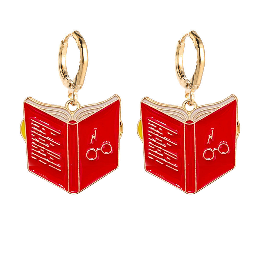 Wholesale  Teachers' Day Earrings Pencil Book Clock Alloy Oil Dropping Earrings