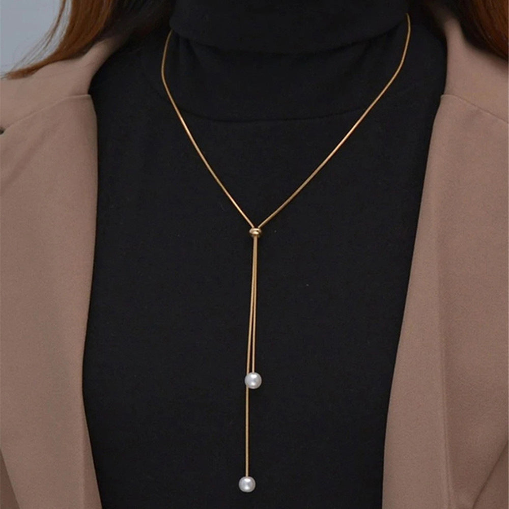 Wholesale Long pull adjustable pearl necklace all-match clavicle chain necklace