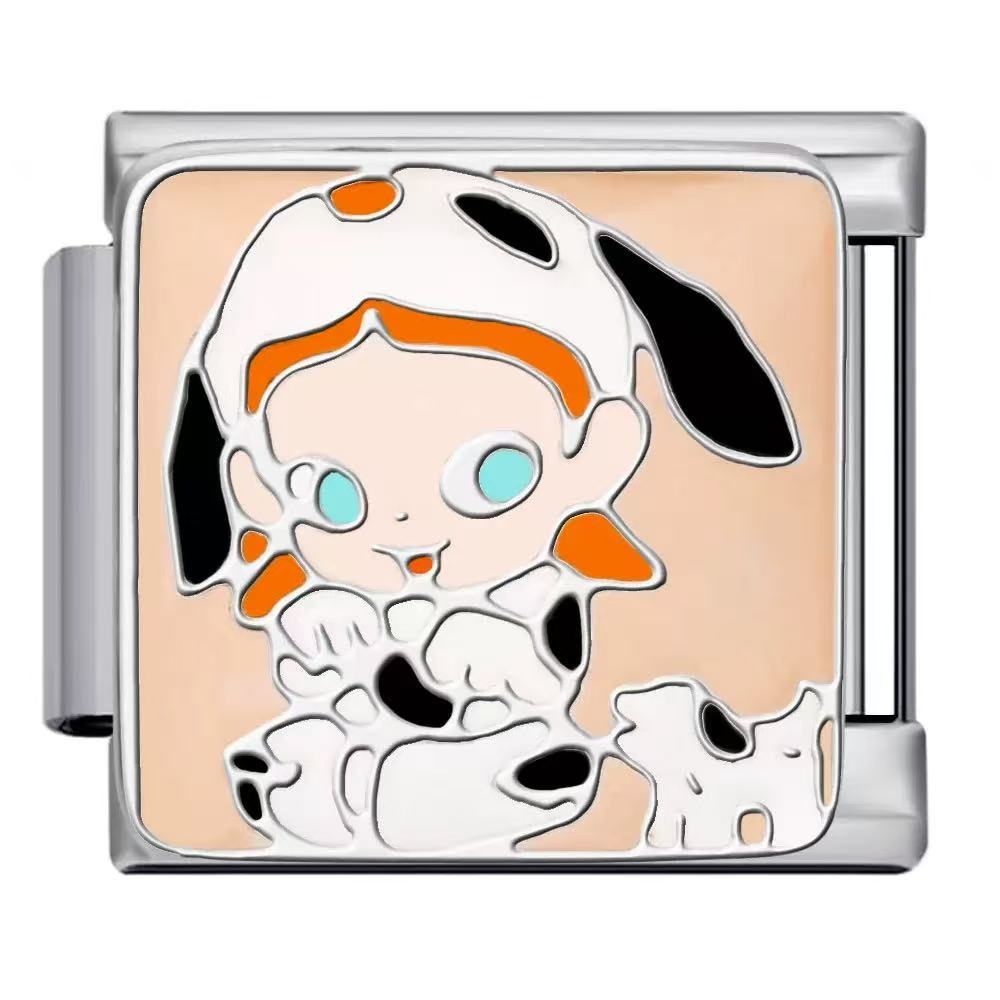 Bracelet de charme italien en gros 9 mm DIY Splicing Cartoon Bracelet composable en acier inoxydable mignon