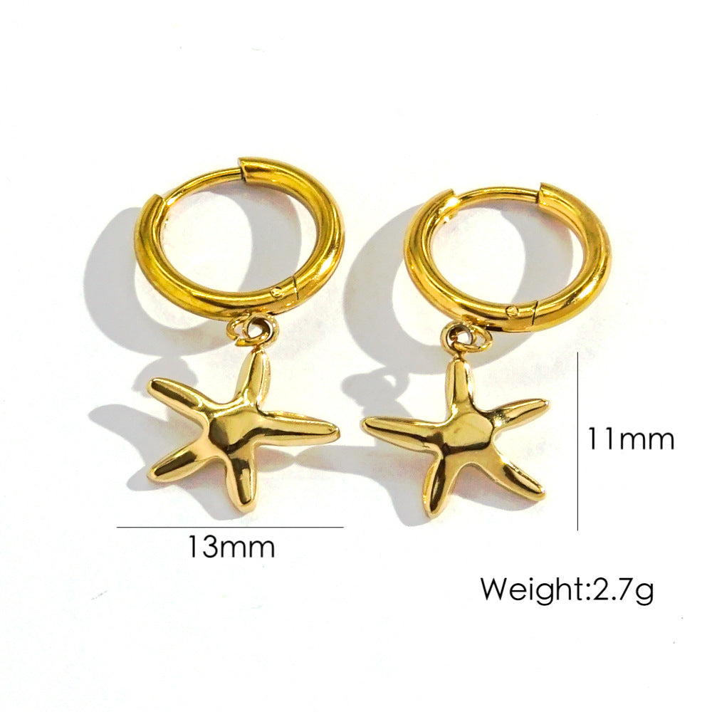 Wholesale Stainless Steel Tropical Sea Elements Starfish Dolphin Necklace Earrings Jewelry suit