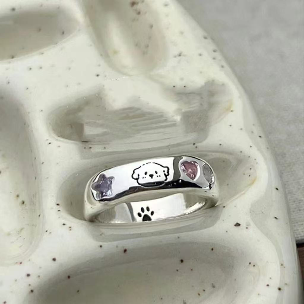 Wholesale Zinc Alloy Cat and Dog Couple Rings - Cute Animal Design Jewelry Accessory for Everyday Wear