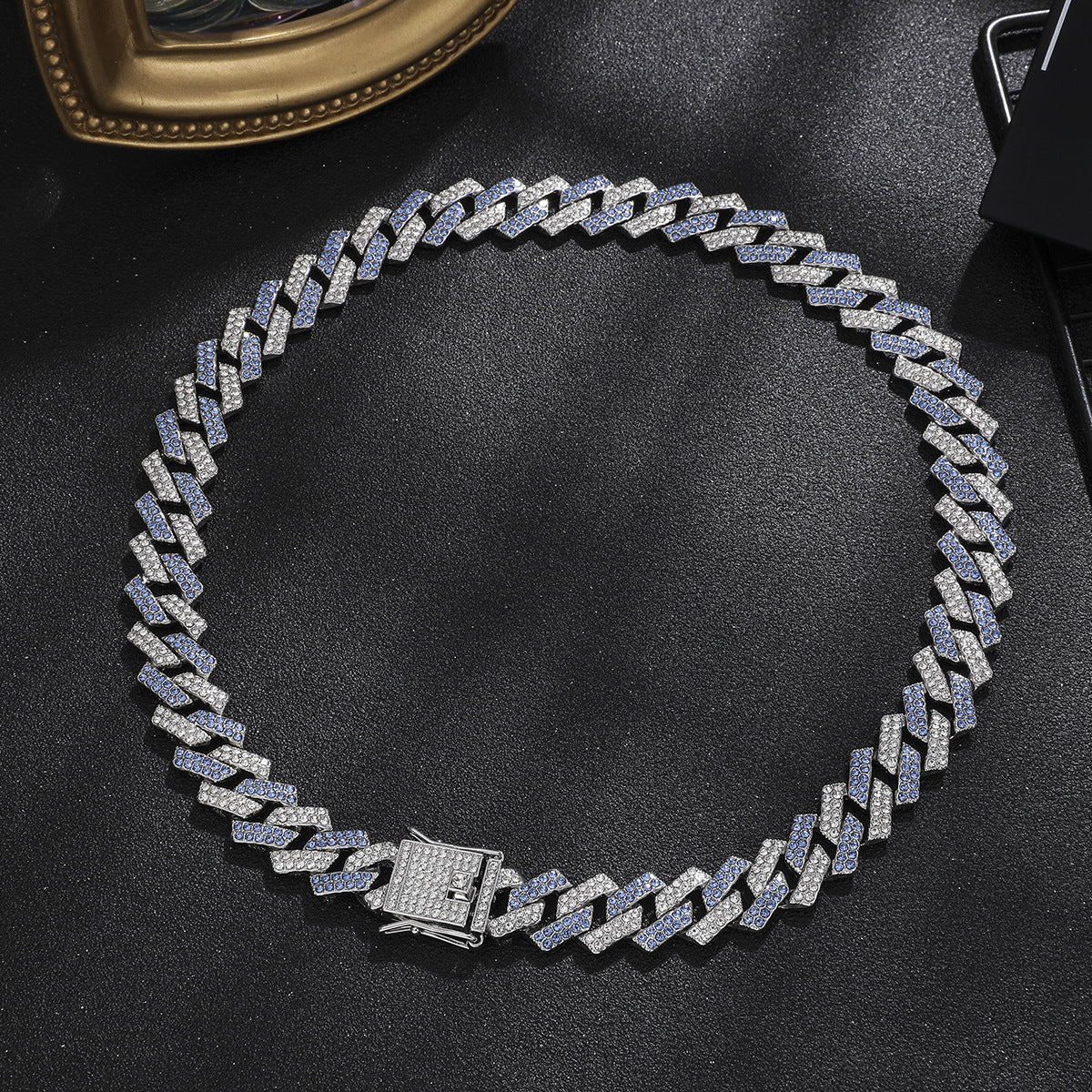 Wholesale Alloy Heavy-duty Full Diamond Cuban Chain Diamond-studded Men's Hip-hop Style Thick Necklace ACC-NE-MeiWeite002