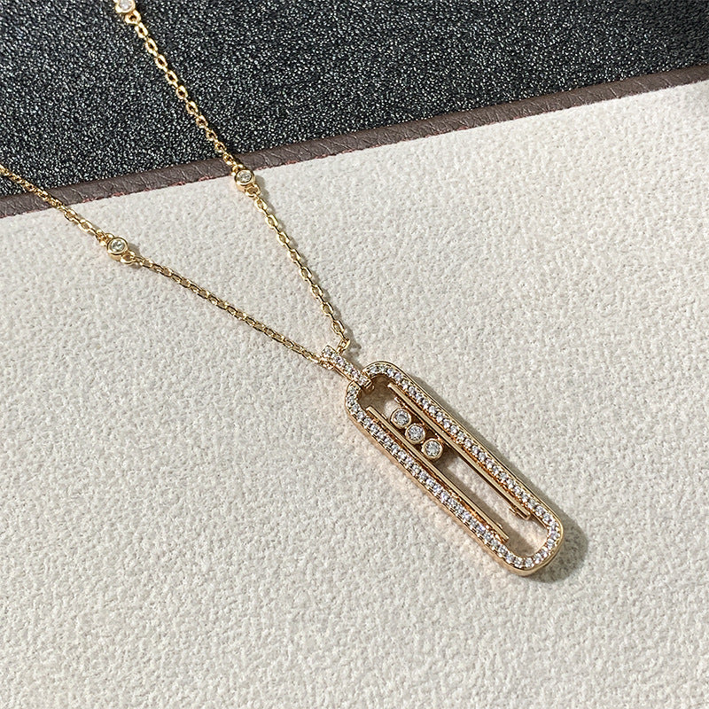 Wholesale V gold  three diamond necklace