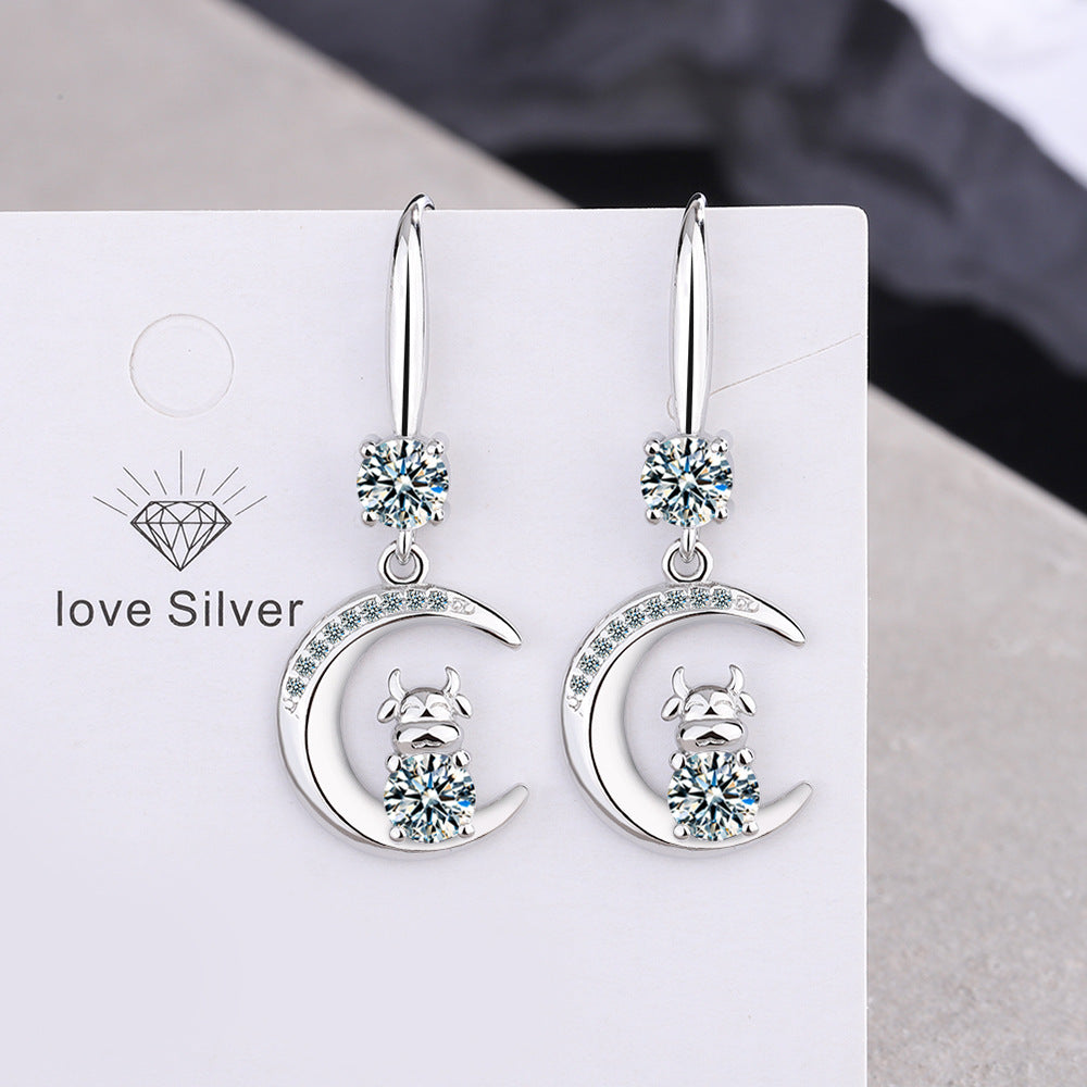 Wholesale Pink Diamond Zircon Ox Earrings