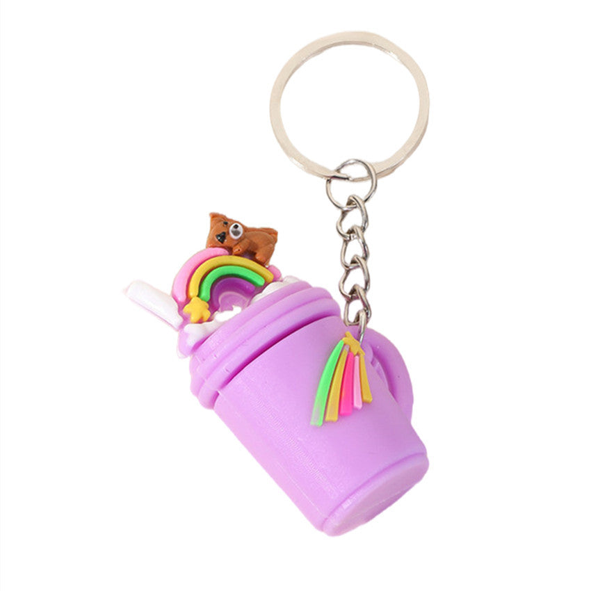 Wholesale PVC Rainbow Milk Tea Cup Keychains ACC-KC-RongRui002