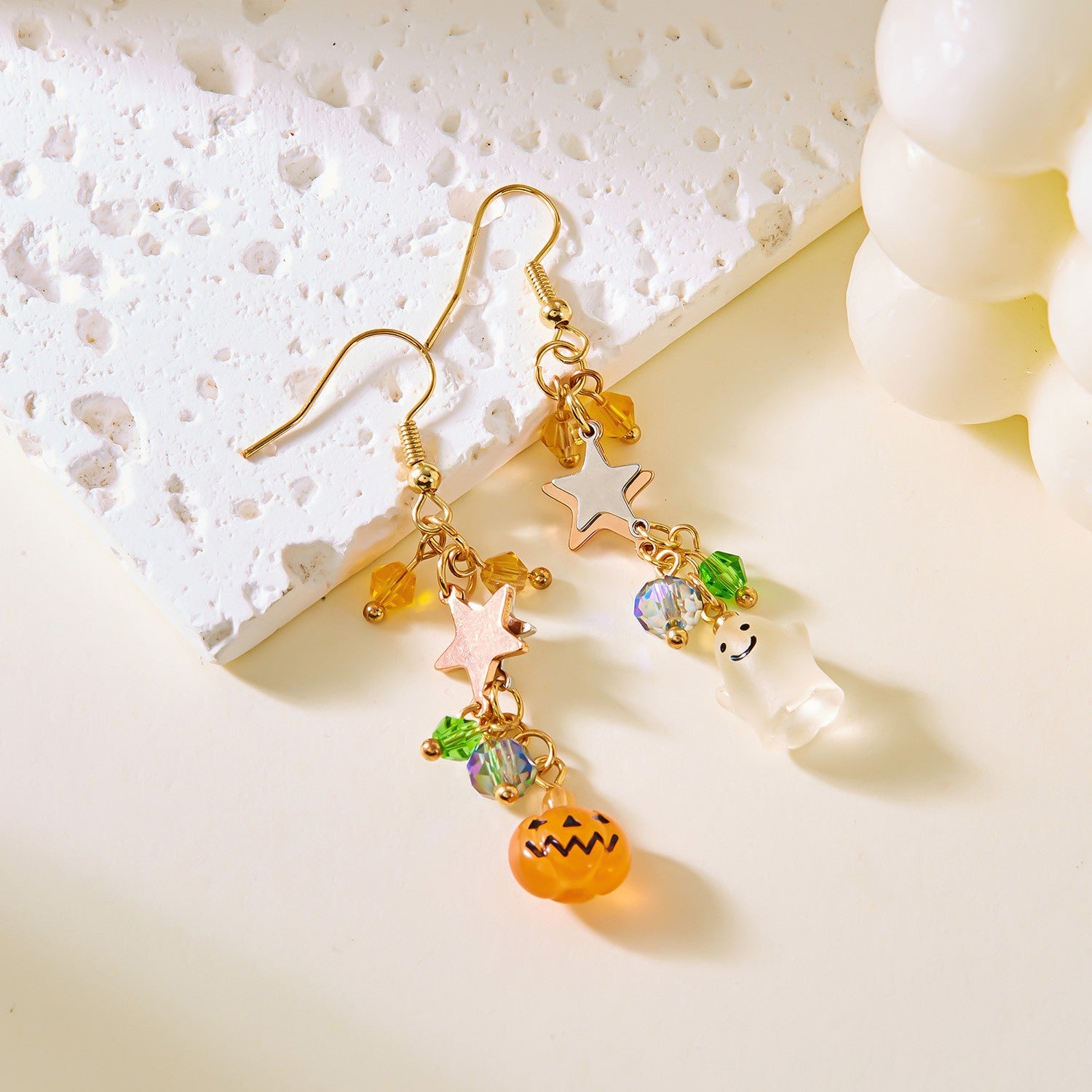 Wholesale Alloy  Asymmetrical Earrings Star Moon Ghost Pumpkin Design Party Jewelry Accessory