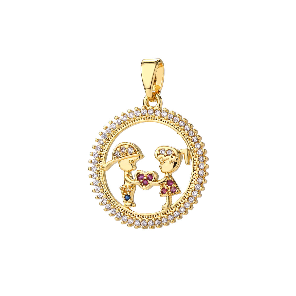 Wholesale Matching Couple Pendant Necklace 14K Gold Plated Brass Zircon Choker Fashion Accessory Gift Boutique Resale