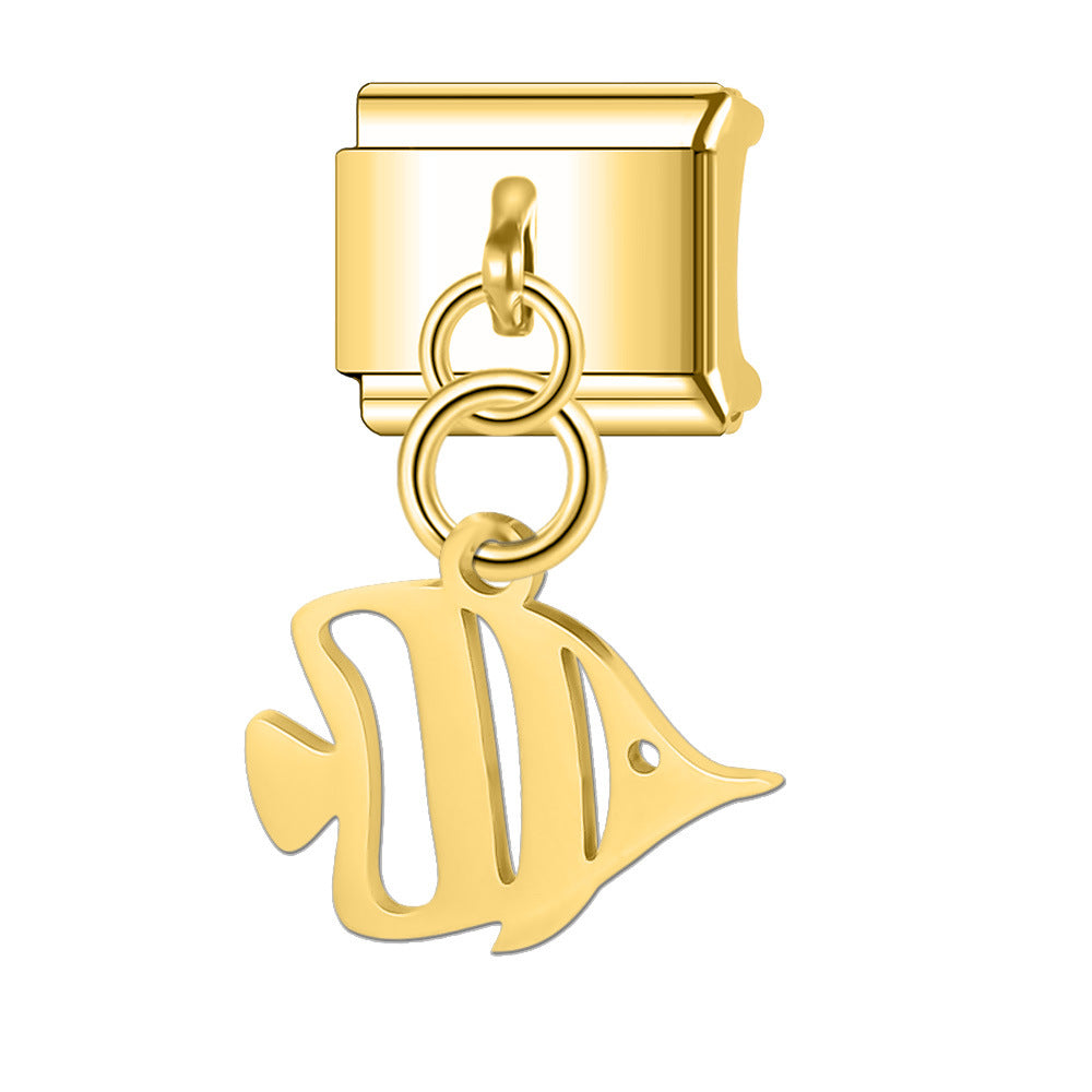 Wholesale Italian Charm Bracelet 9mm DIY Splicing Turtle Shell Stainless Steel Composable Bracelet