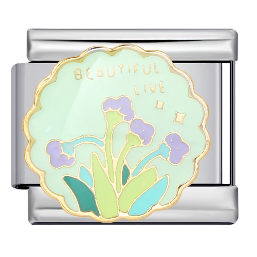 Wholesale Italian Charm Bracelet 9mm DIY Splicing Removable Flowers Stainless Steel Composable Bracelet