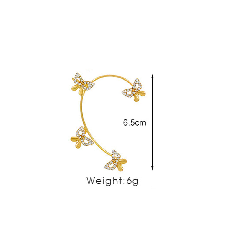 Wholesale butterfly earrings with diamonds, fashionable non-pierced alloy ear clips ACC-ES-XunOu001