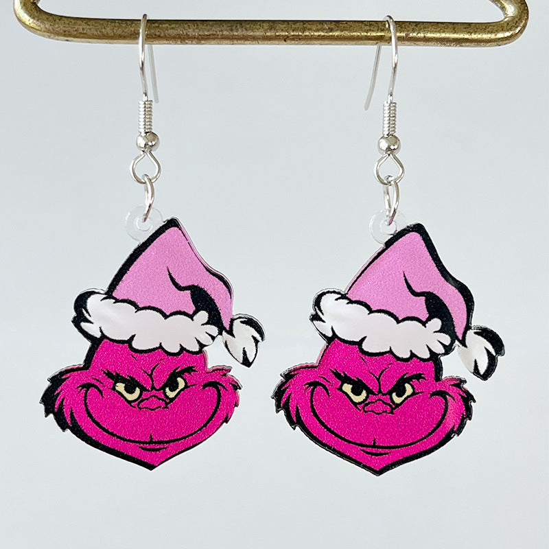Wholesale 2 Pairs/Pack Christmas Santa Claus Christmas Tree Acrylic Earrings ACC-ES-HY172