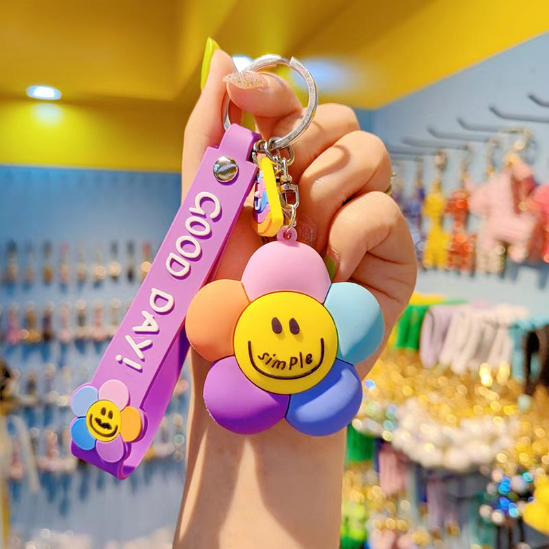 Wholesale Cartoon sunflower soft rubber doll keychain