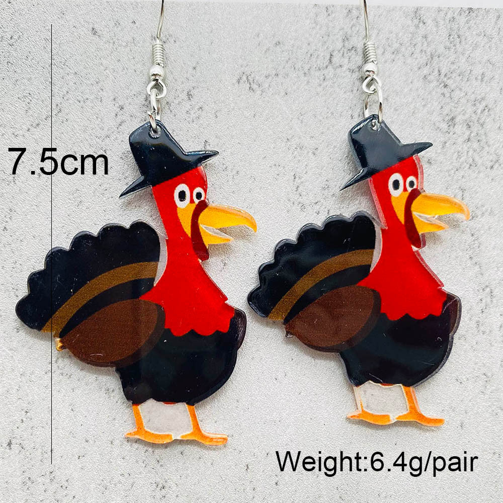 Wholesale Thanksgiving Turkey Acrylic Dangle Earrings ACC-ES-ChenY077