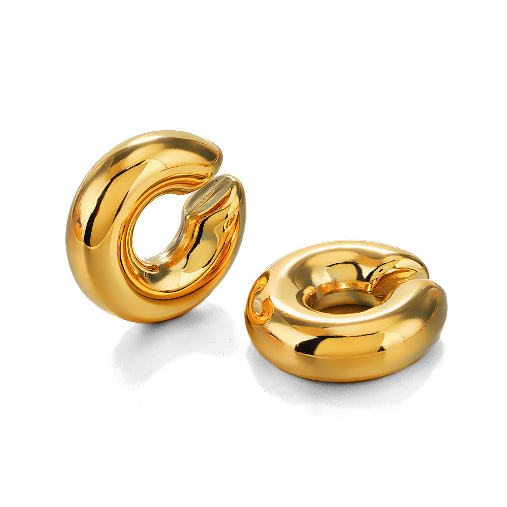 Wholesale C-shaped 18K gold plated stainless steel hollow ear bones