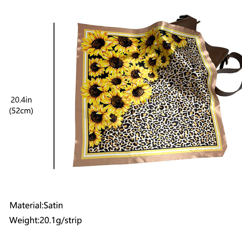 Wholesale  Sunflower Leopard Fashion Silk  Scarf
