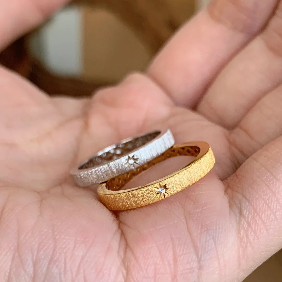 Wholesale Simple Star Mans Wire-drawing Metal Open Ring