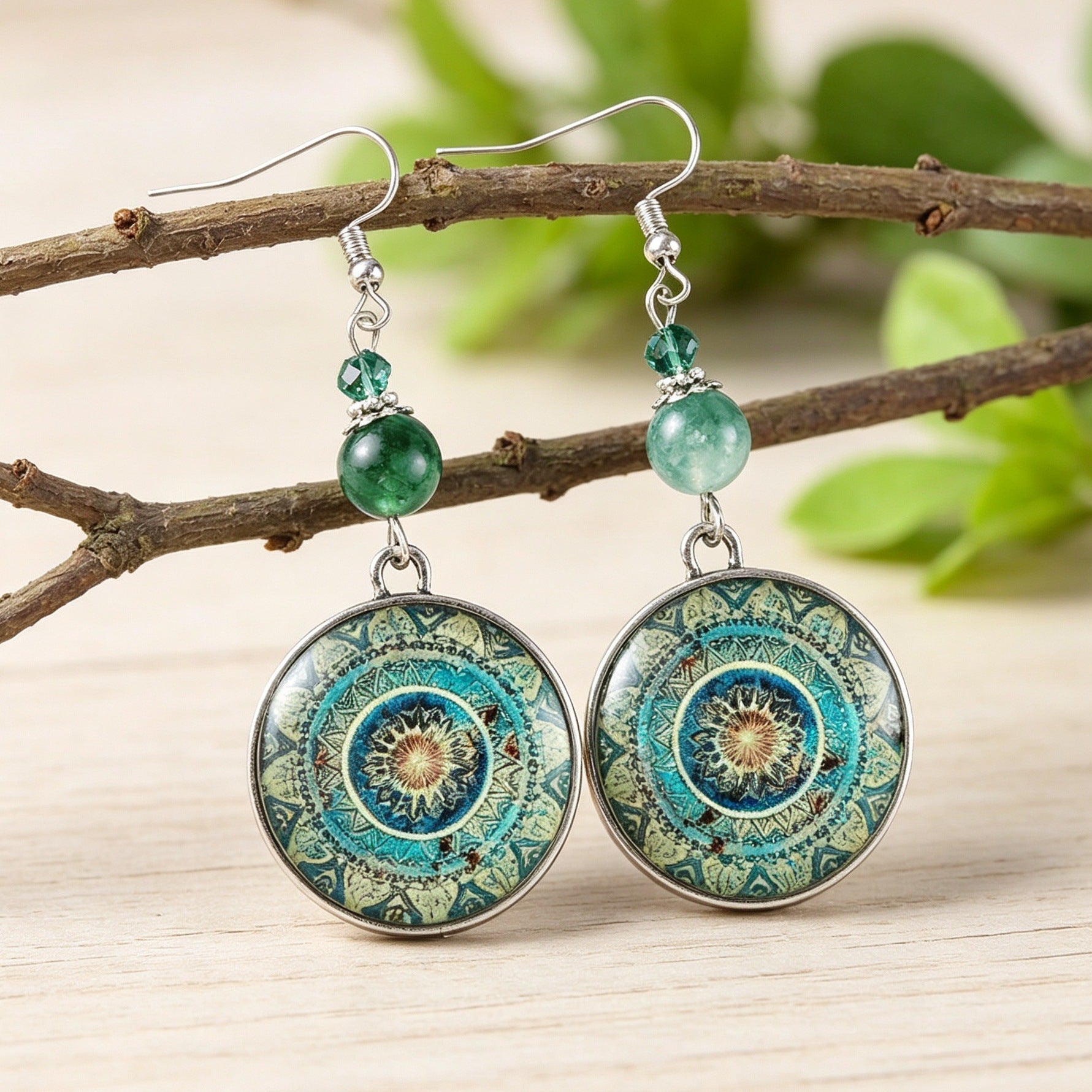 Wholesale Silver Plated Alloy Mandala Earrings Zen Style Geometric Drop Earrings For Women Party Gift Boutique Resale
