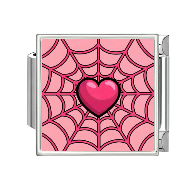 Wholesale Italian Style DIY Pink Heart Pet Car Theme Stainless Steel Bracelet Jewelry Accessory