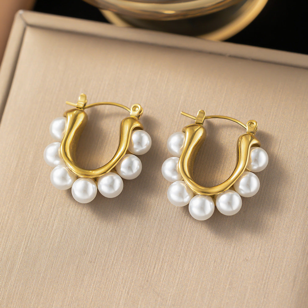 Wholesale 18K Gold Plated Earrings Titanium Steel Earrings Hollow Earrings ACC-ES-Qinzhe001