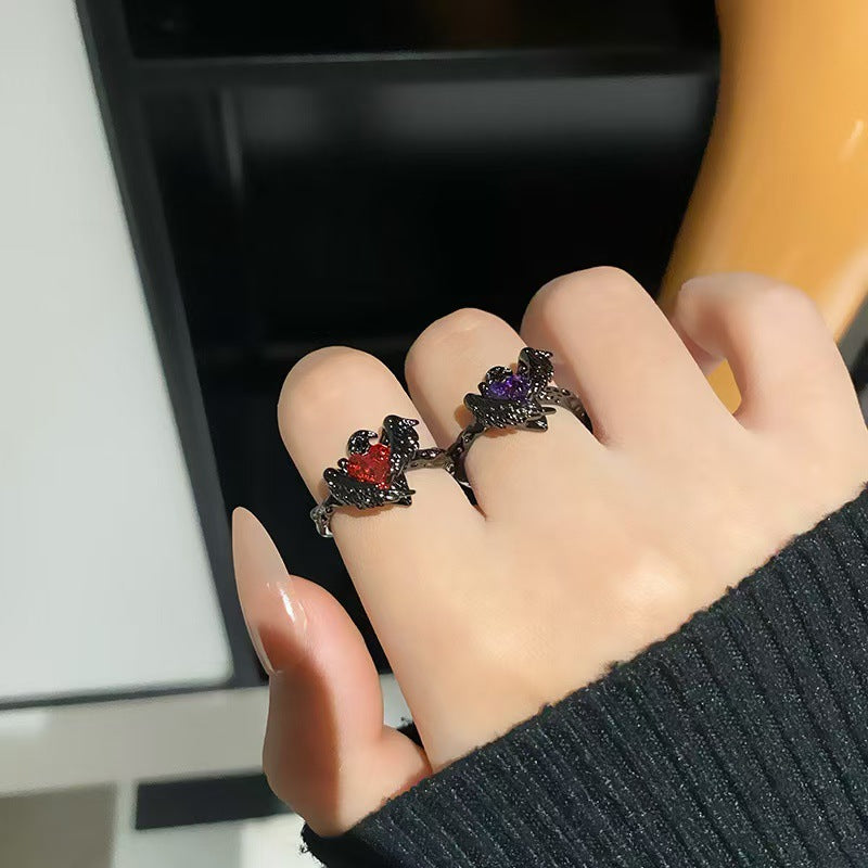 Wholesale Black Crow Red Love Heart Rings Necklaces Earrings