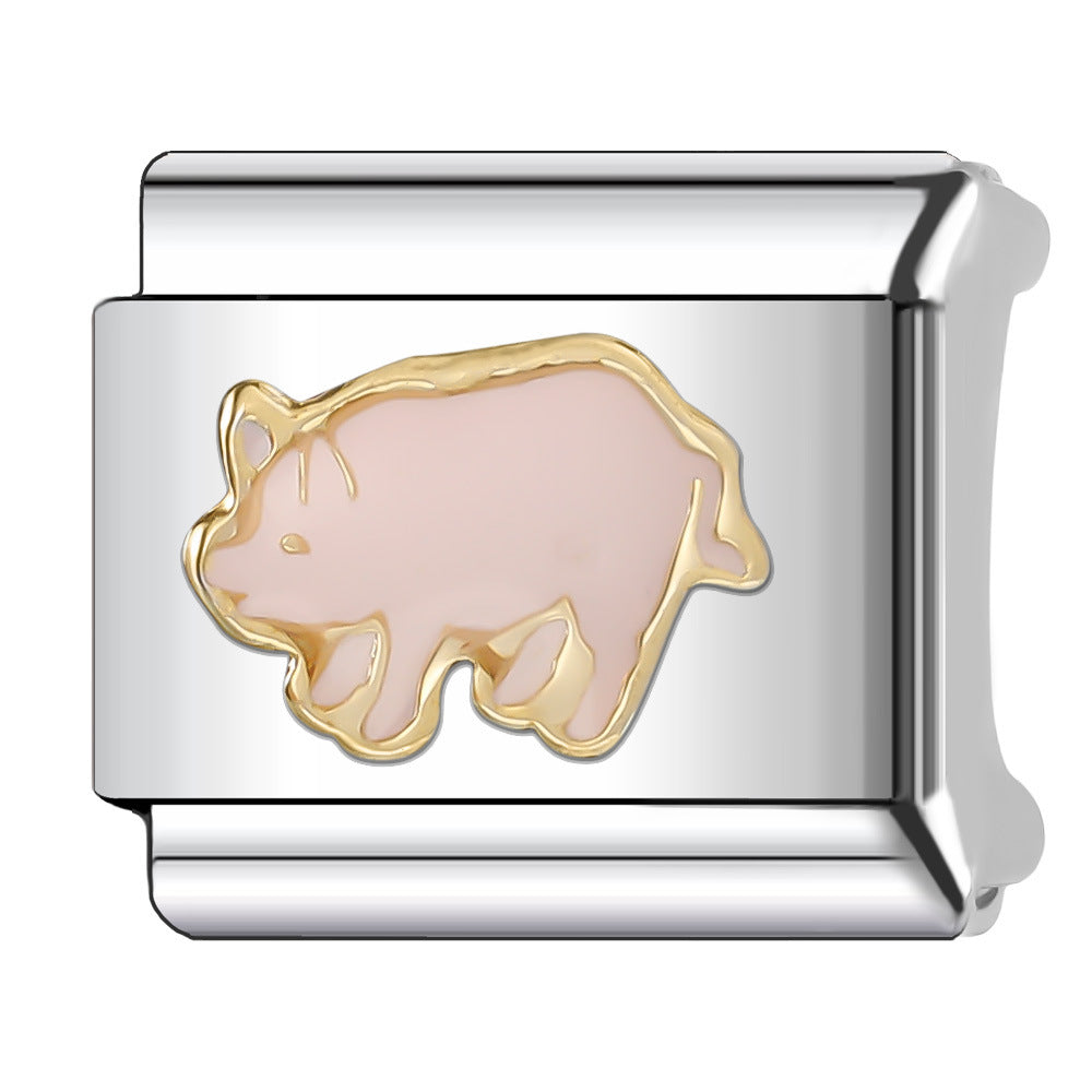 Wholesale Italian Charm Bracelet 9mm DIY Splicing Cute Pet Series Stainless Steel Composable Bracelet