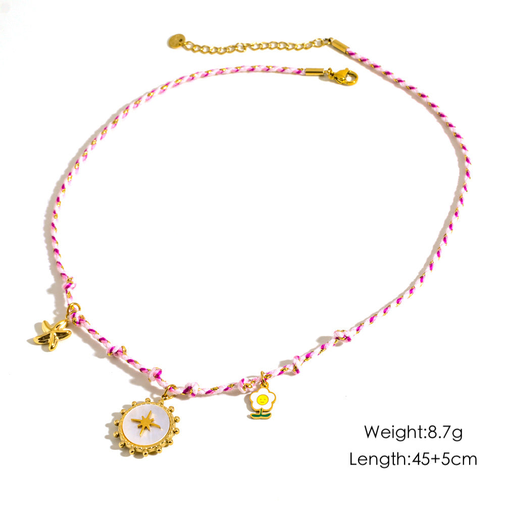 Wholesale retro stainless steel multi pendant ladies necklace