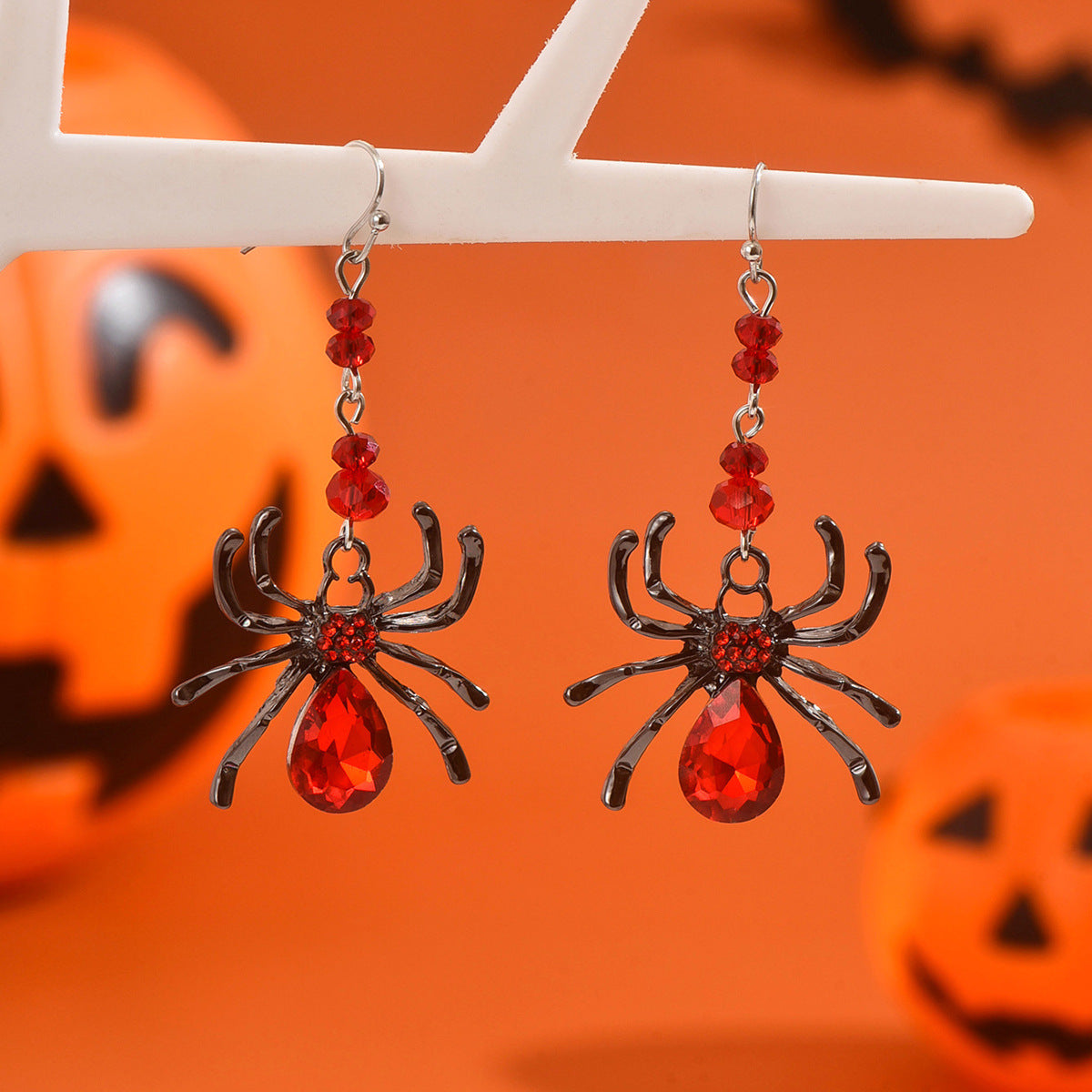 Wholesale Electroplated Zinc Alloy Gothic  Earrings Red Gemstone  Jewelry Accessory