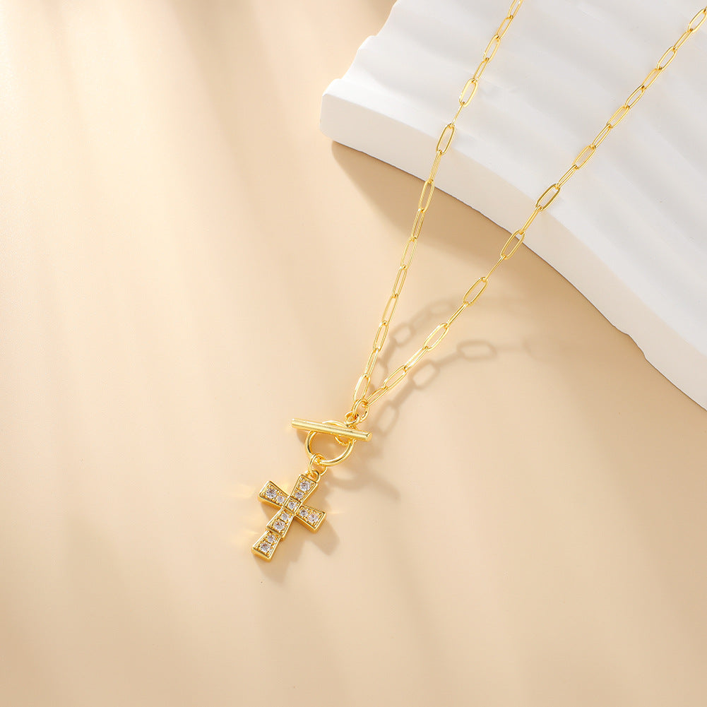Wholesale  micro-inlaid zircon gold-plated necklace