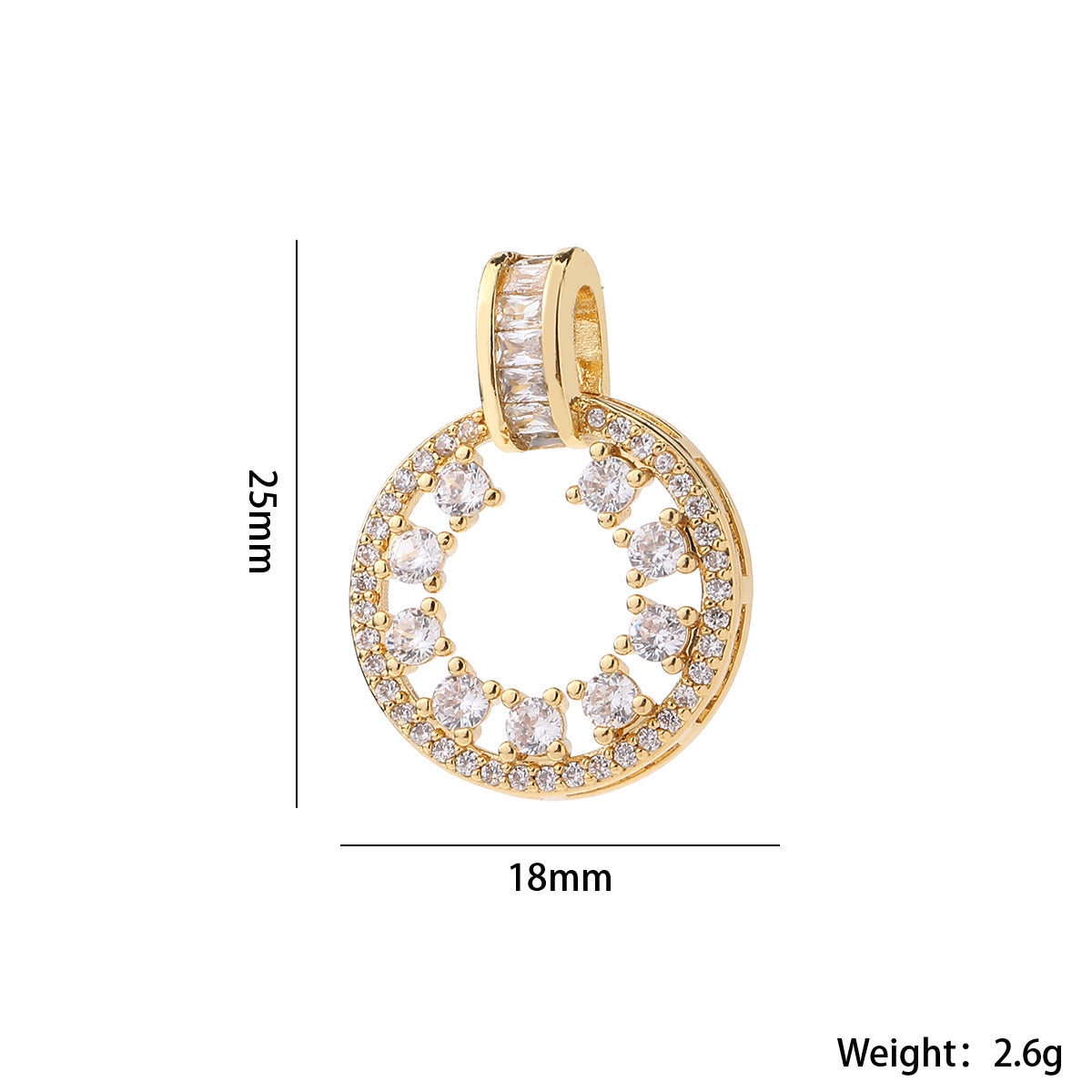 Wholesale Gold Plated Brass Zircon Pendant Snowflake Necklace Charm Elegant Round DIY Jewelry Accessory For Women Casual Boutique Resale