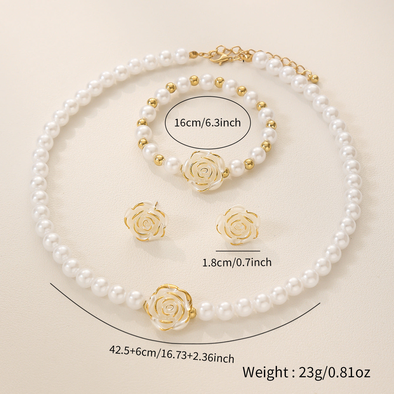 Wholesale Flower Shape Resin Jewelry Set Necklace Earrings Bracelet With Pearl Accent Trendy Fashion Accessory For Women Boutique Resale