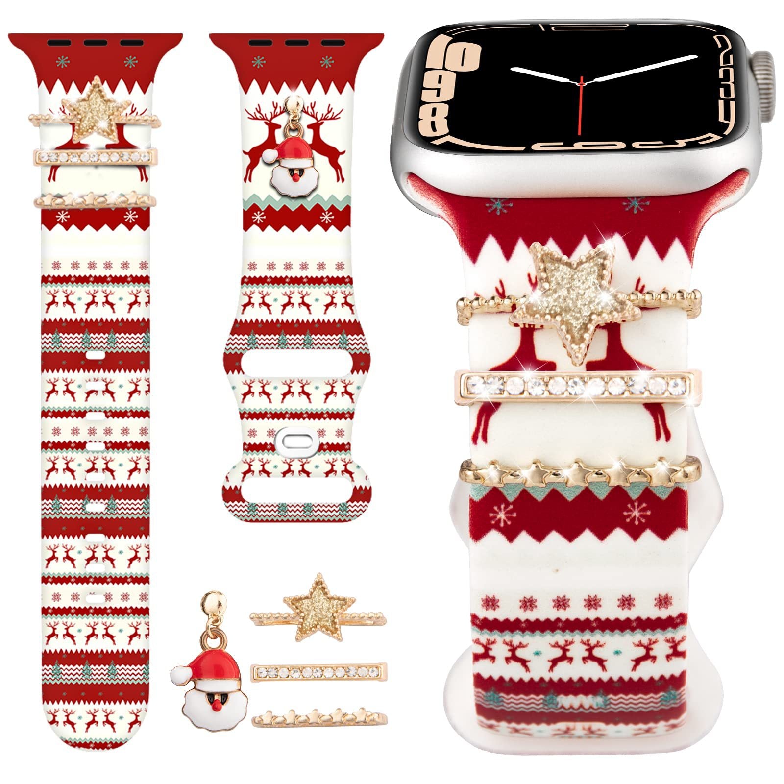 Wholesale Christmas Ornament Set with Diamonds,  Holiday Accessories,  New Watch Strap Decoration Ring,  Cross-Border Foreign Trade,  One-Piece Dropshipping
