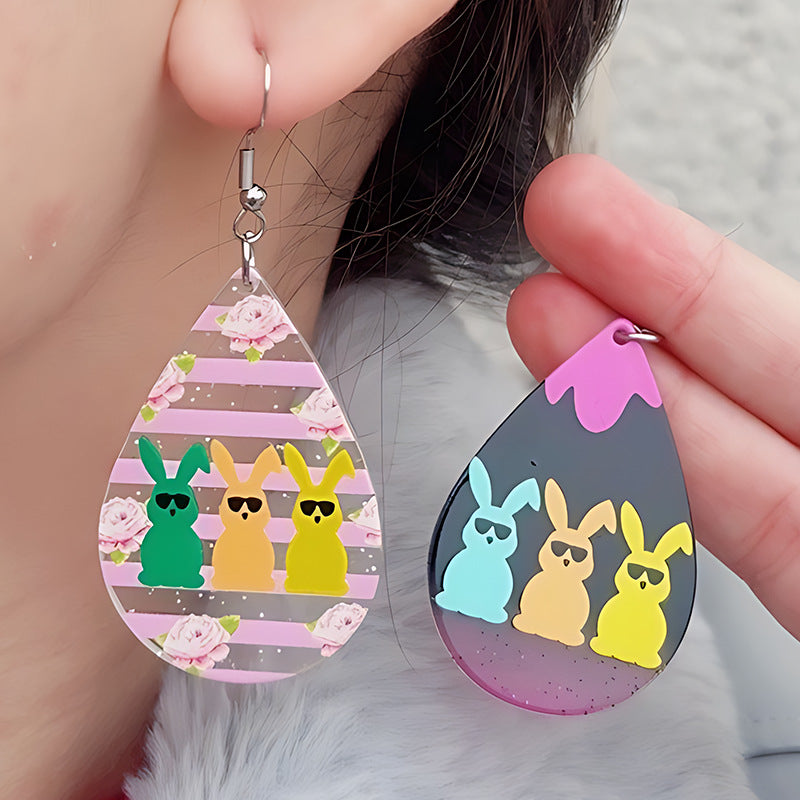 Wholesale 2pcs Acrylic Easter Bunny Earrings