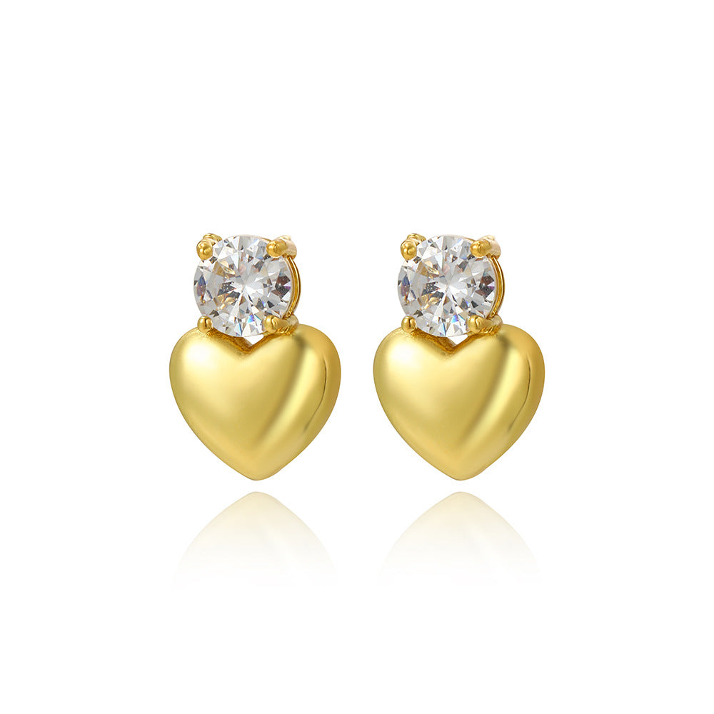 Wholesale  personality copper plated 18k zircon love earrings