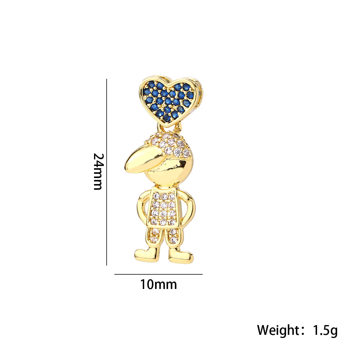 Wholesale Cute Love Heart Girl Pendant Gold Plated Brass Zircon Chic Necklace Accessory For Women
