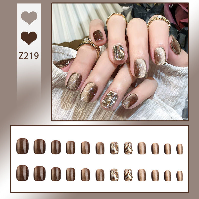 Wholesale 24 pieces/box Crystal Butterfly Camellia Aurora Manicure Press-on Nails kits ACC-NS-BaiYuan002