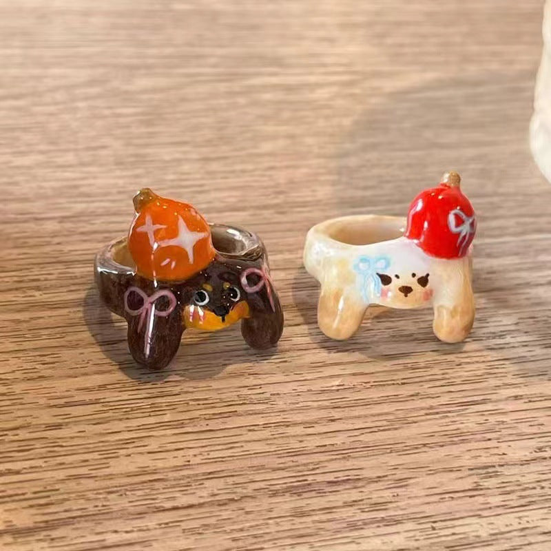 Wholesale  Funny Cartoon New Apple Dog Ring