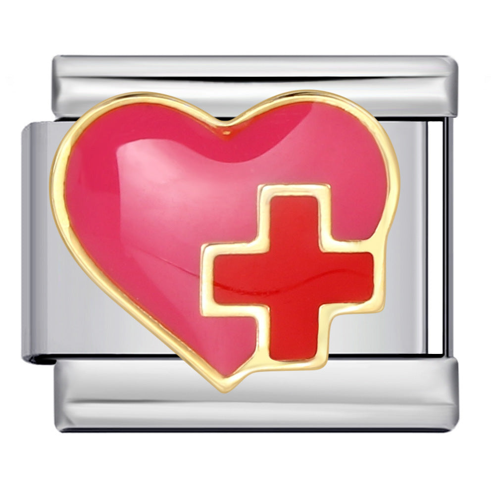 Wholesale Italian Charm Bracelet 9mm DIY Splicing Removable Colored Heart Stainless Steel Composable Bracelet