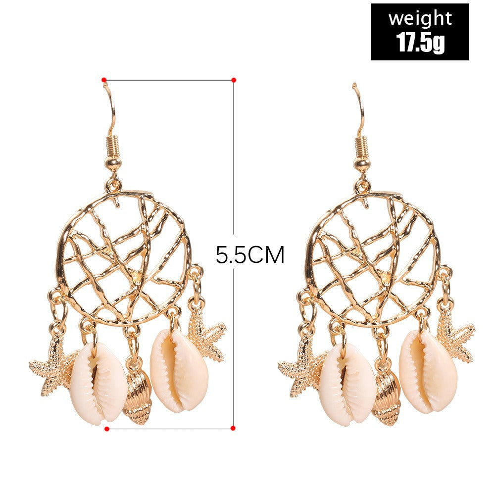 Wholesale  Shell Conch Jewelry Starfish Dreamcatcher Jewelry  Earrings