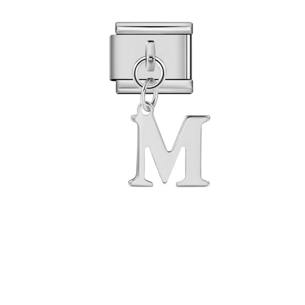 Wholesale Italian Charm Bracelet 9mm DIY Silver Simple Letter  Creative Stainless Steel Composable Bracelet