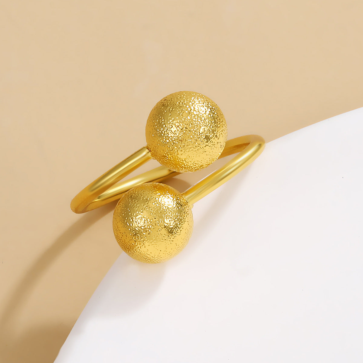 Wholesale Cross Bead Geometric Ball Ring