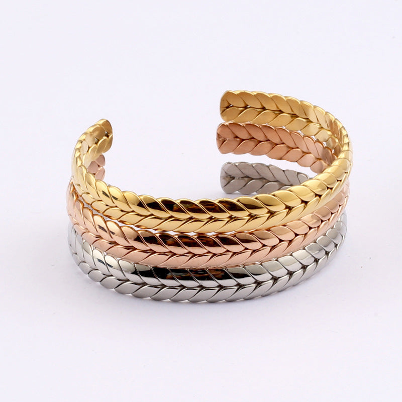 Wholesale Stainless Steel Wheat Ear Open Bracelet ACC-BT-QianCai001