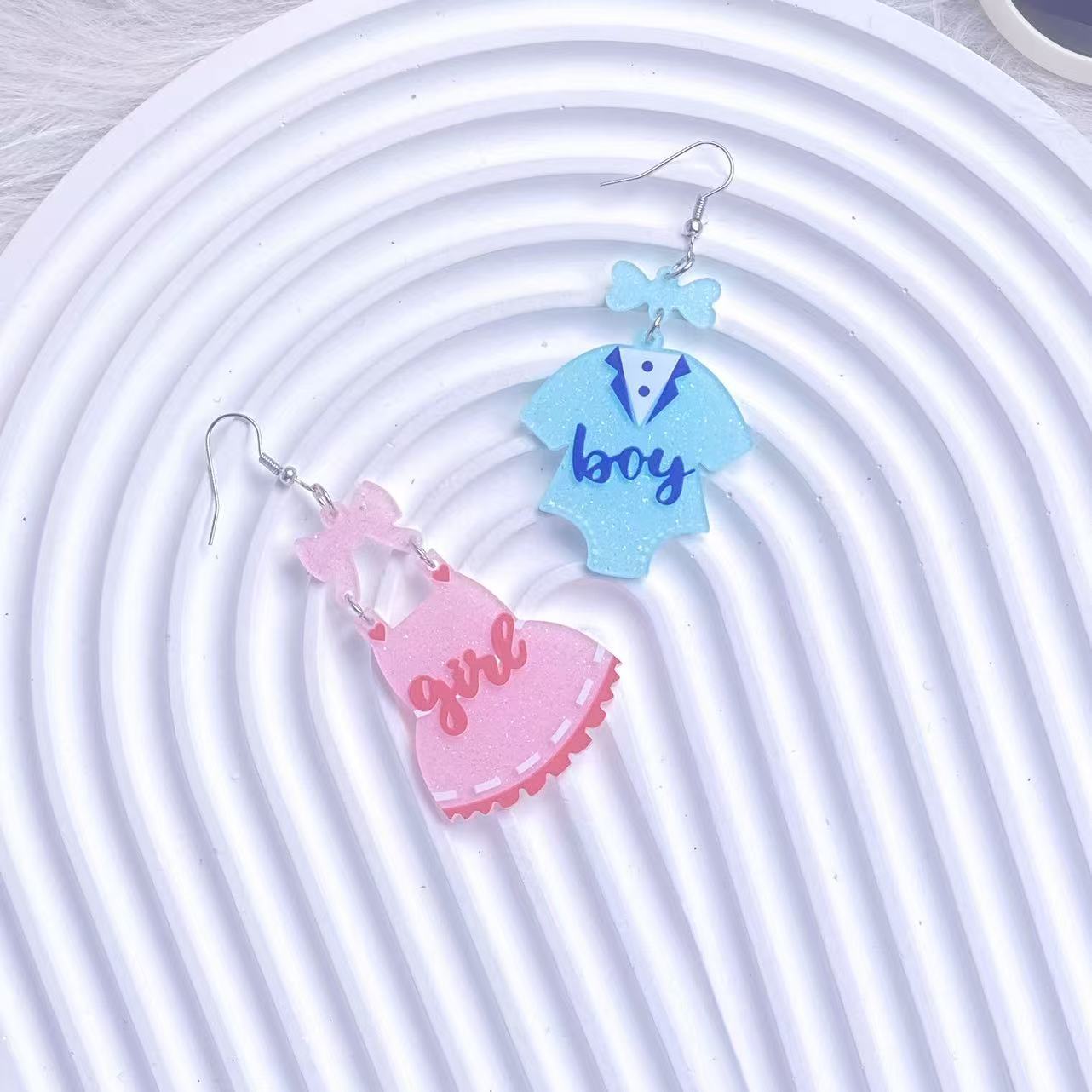 Wholesale  pink blue clothes asymmetric acrylic earrings