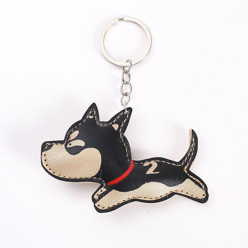 Wholesale Chic Artificial Leather Animal Keychains Cute Cat Dog Dinosaur Lucky Cat Fruit Pendants Decorative Gift Car Key Accessory