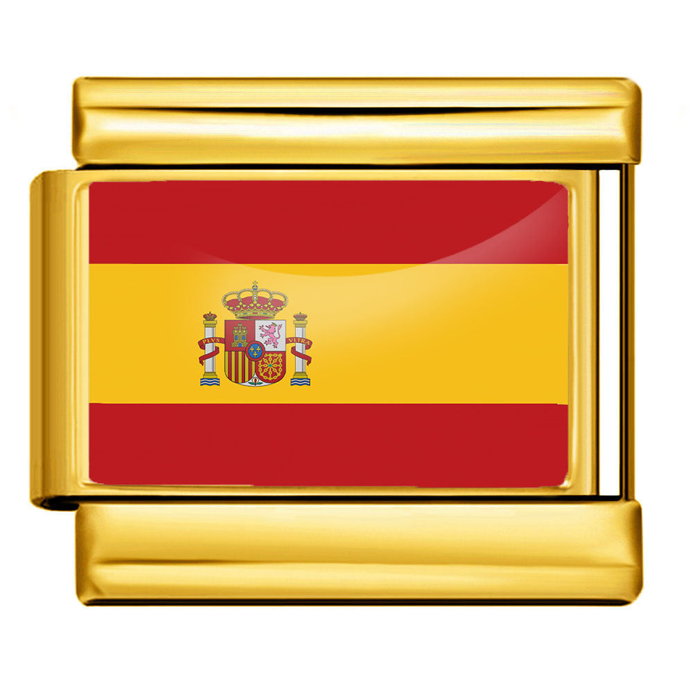 Wholesale 5pcs Italian Charm Bracelet 9mm DIY Splicing Gold Base World Flag Stainless Steel Composable Bracelet