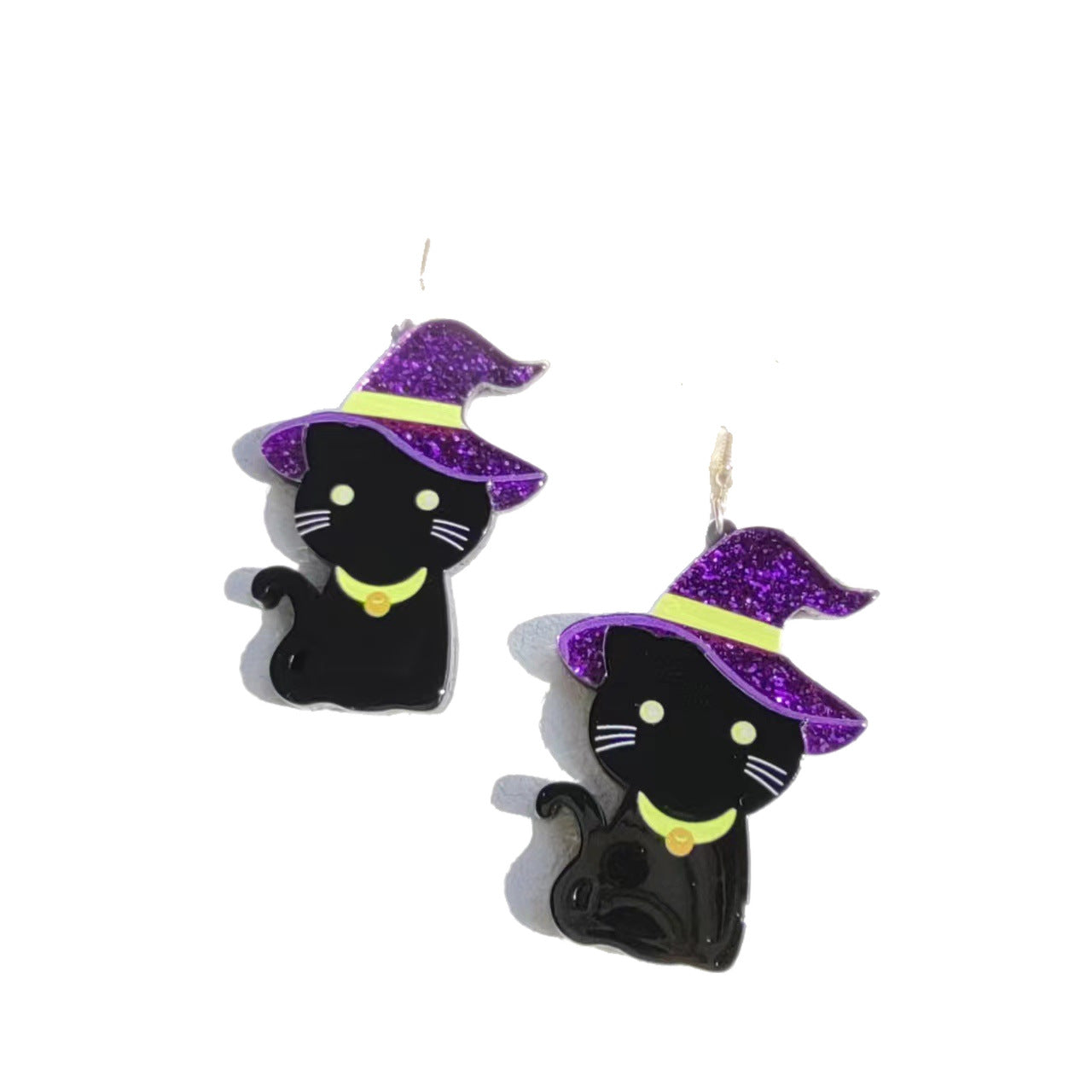 Wholesale  Black Cat Witch Hat Acrylic Earrings - Trendy Party Wear Fashion Accessory for Women Gift Boutique Resale