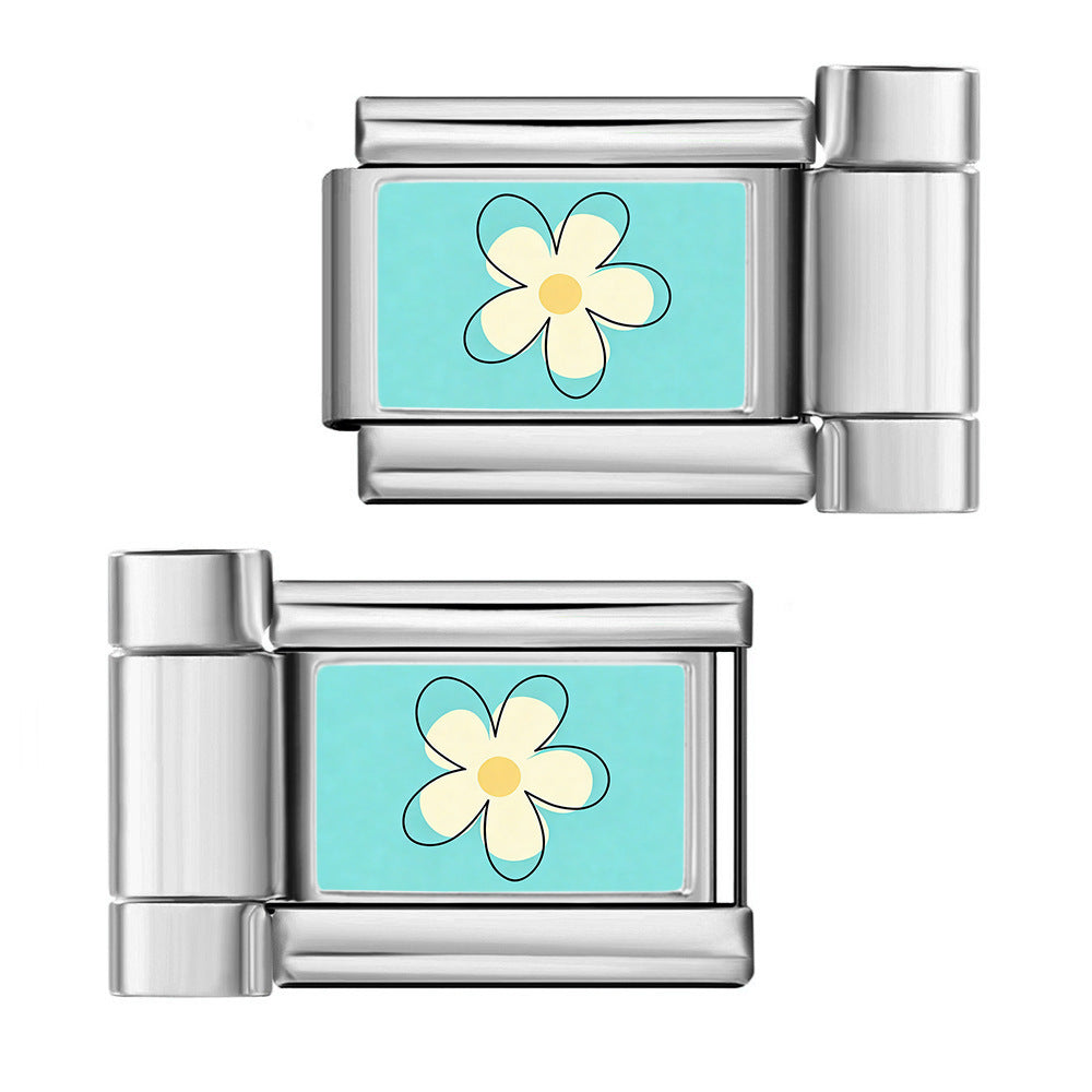 Wholesale Stainless Steel Electroplated Flower Pattern Watch Strap Connector DIY Bracelet Tool for Boutique Resale