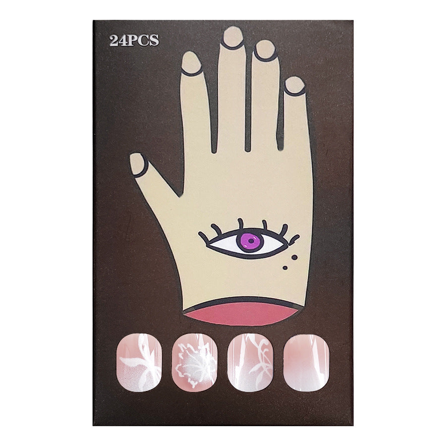 Wholesale 24 Pieces/box Shiny Irregular White Stripes Press-on Nails Kits Nail Stickers ACC-NS-GuaiXL100