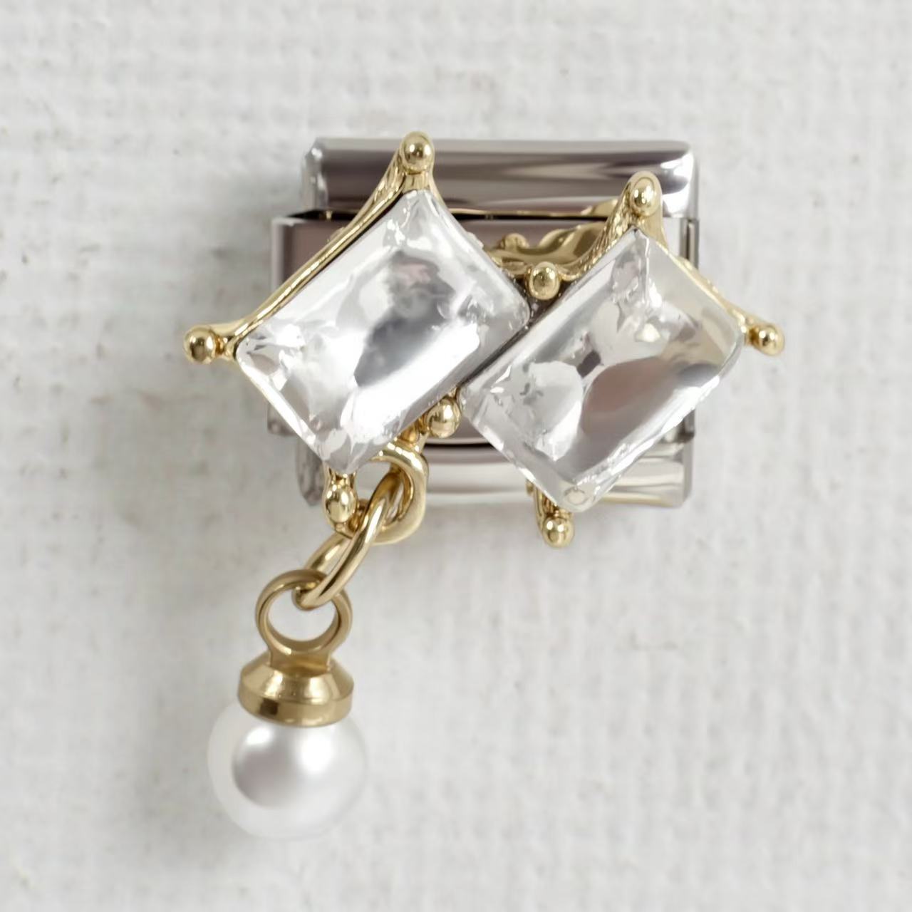 Wholesale 5pcs/ pack Makeup &  Accessories Enamel Italian Charms Single Section Creative Stainless Steel Composable Bracelet