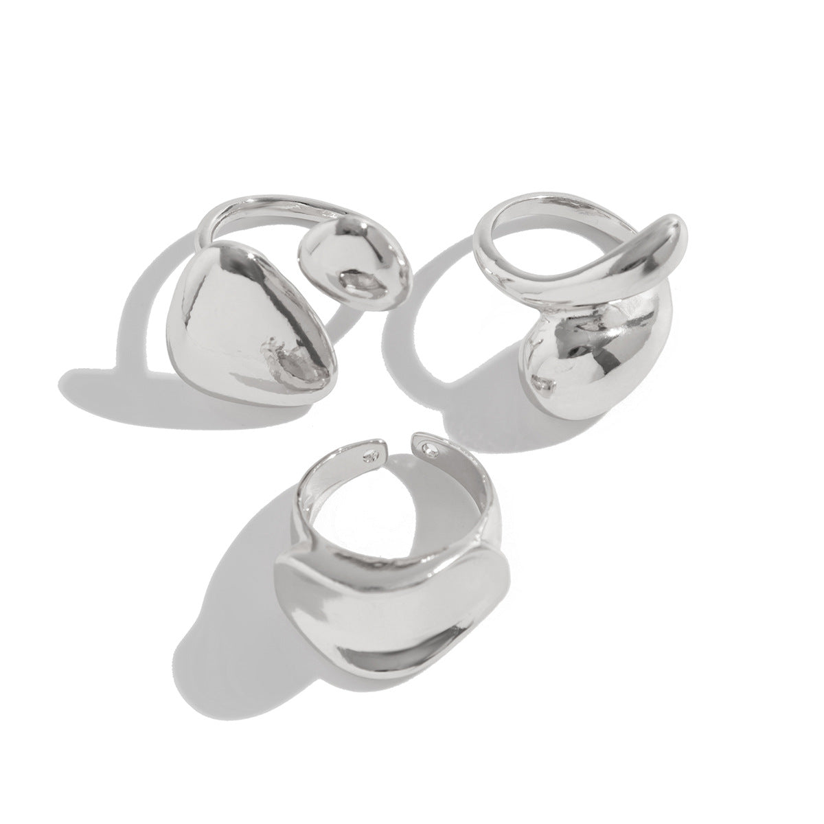 Wholesale Glossy irregular niche water drop ring set